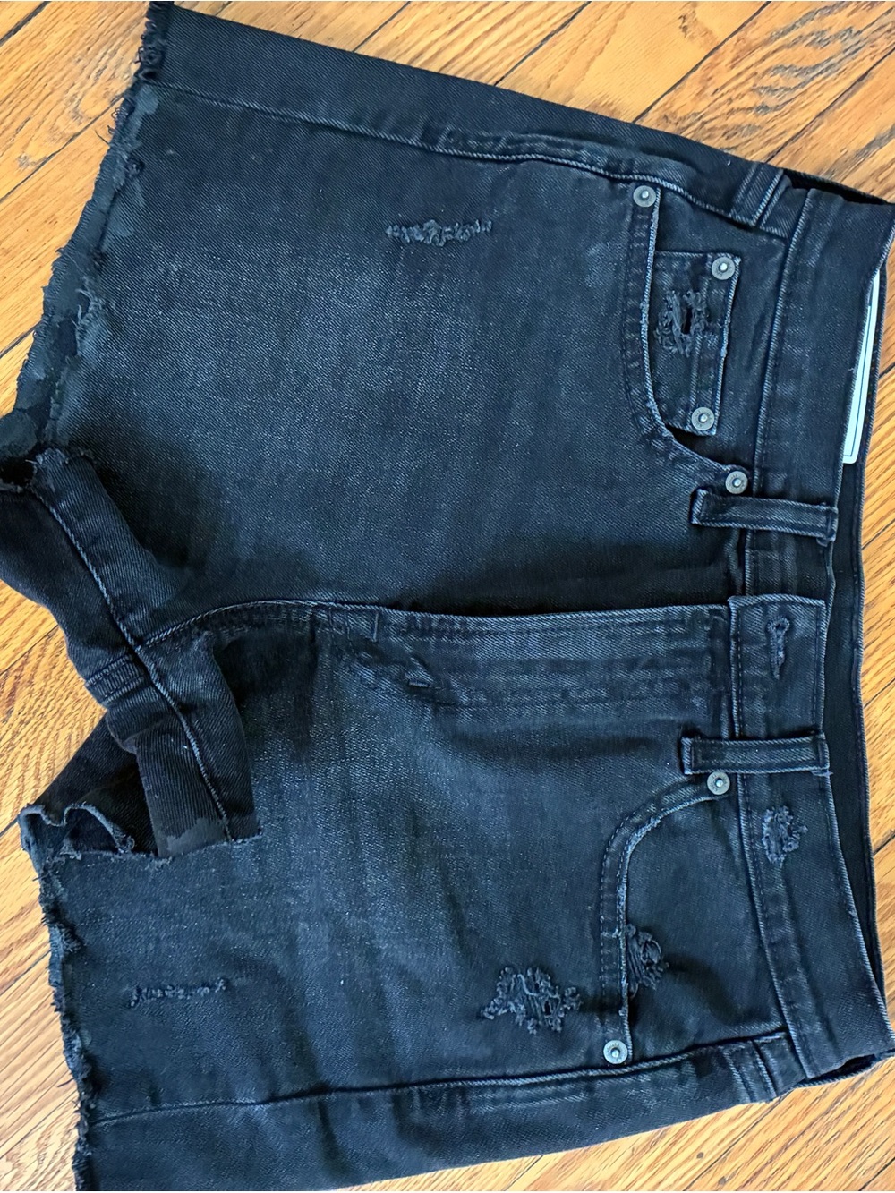 GAP Black Distressed Denim Jean Shorts